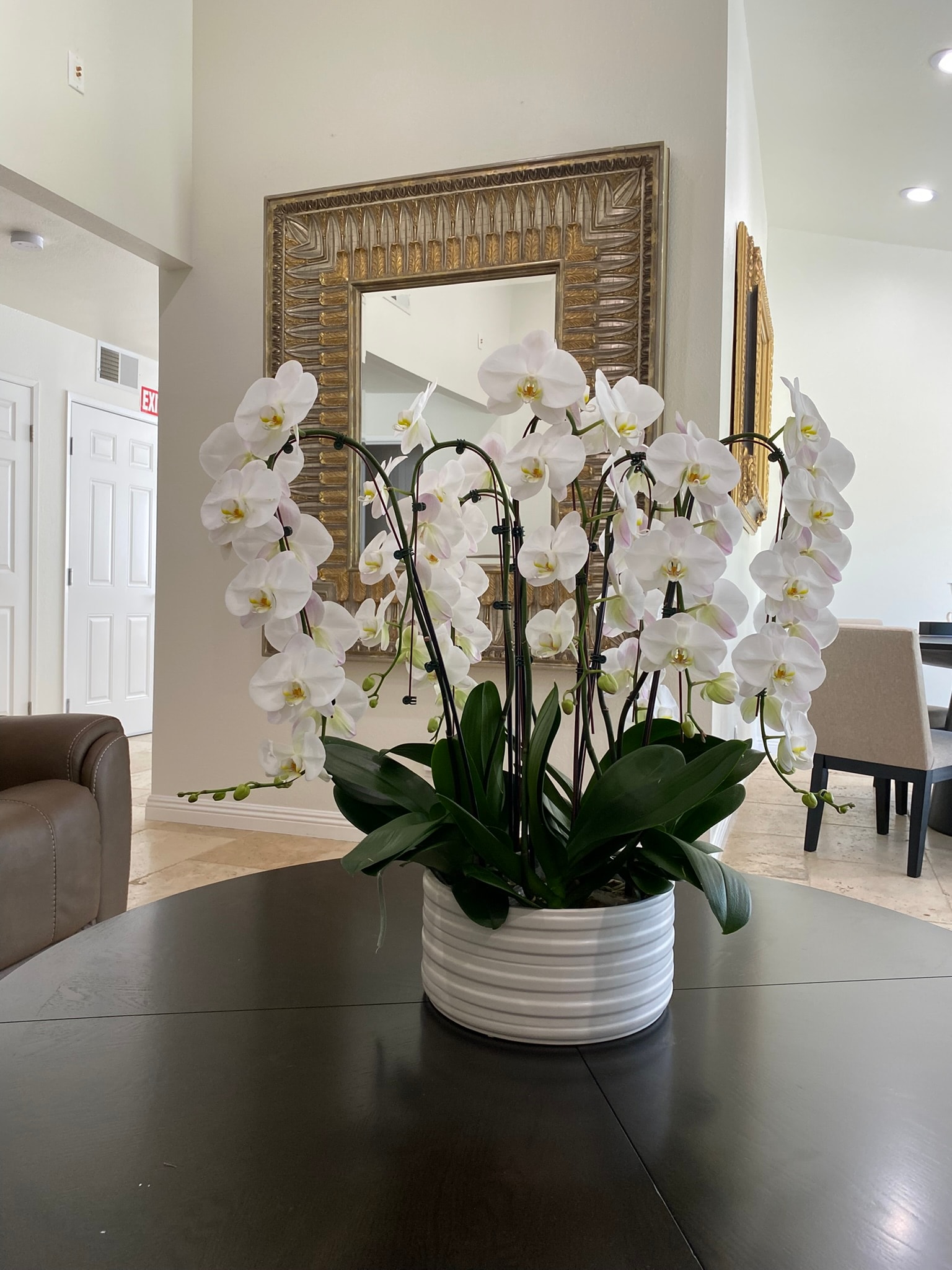 Fresh orchids welcome every guest